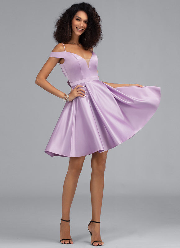 Robe Courte Satin Lilas - gallery 4