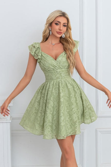 Robe Courte Verte Florale