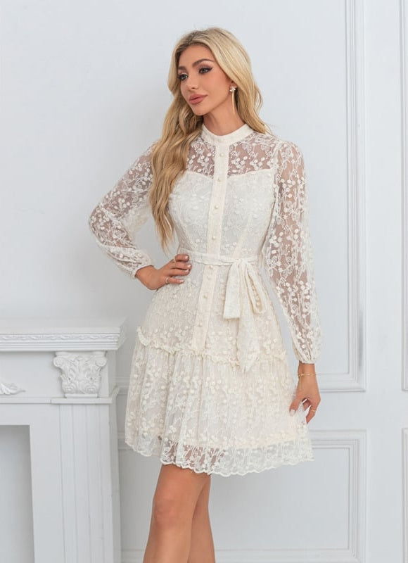 Robe Courte Dentelle Élégante - gallery 3