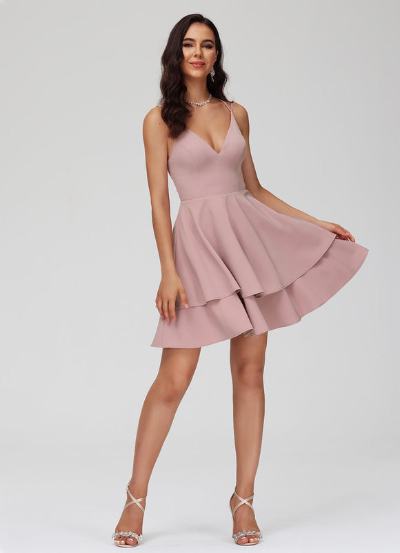 Robe Courte Rose Évasée - gallery 7