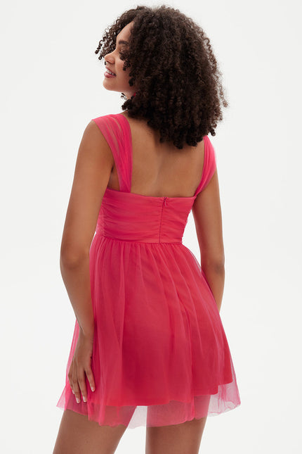 Robe Courte Rose Aérienne - gallery 8