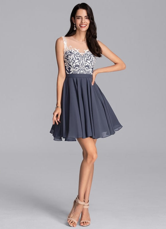Robe De Soirée Courte Dentelle - gallery 2