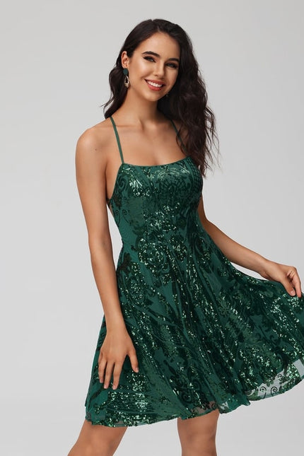 Robe Courte À Paillettes Émeraude - gallery 6