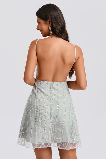 Robe Courte Paillettes Femme - gallery 1