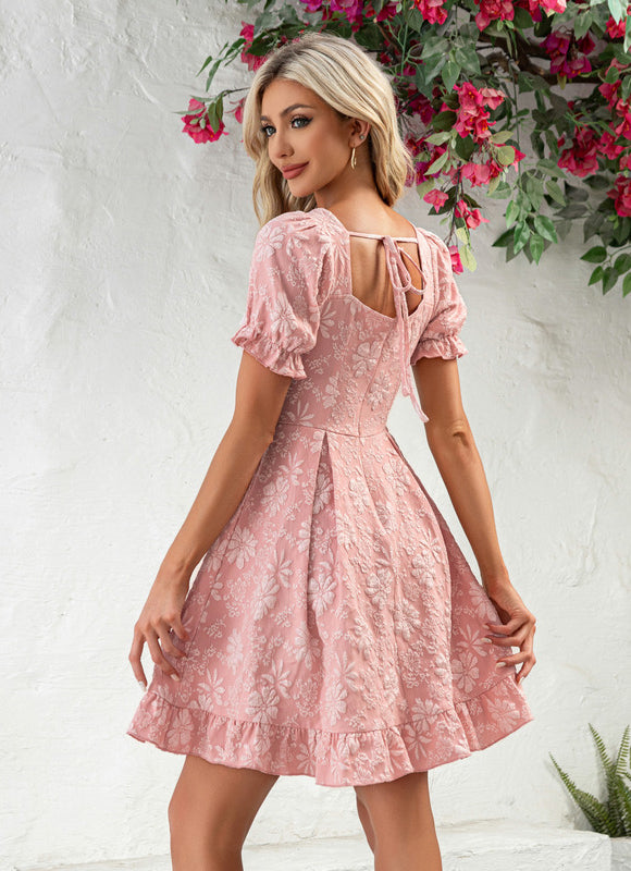 Robe Courte Rose Florale - gallery 3