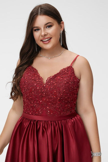 Robe Courte De Bal Satinée Bordeaux - gallery 5