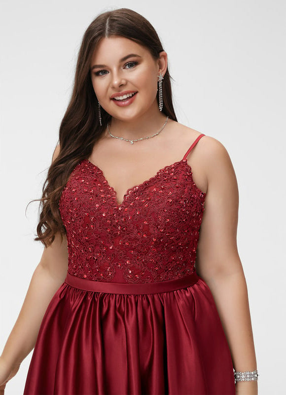 Robe Courte De Bal Satinée Bordeaux - gallery 5