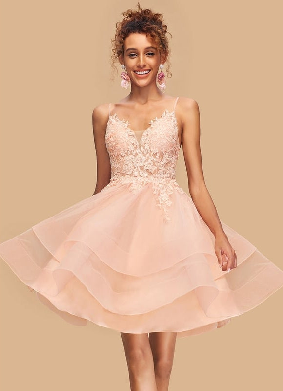 Robe Courte Rose Brodée - gallery 1