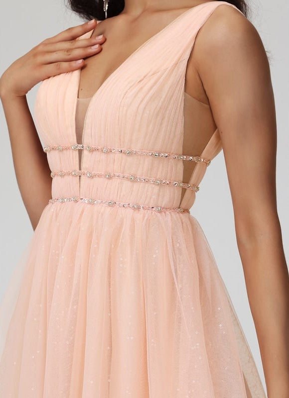 Robe Courte Tulle Rose Ornée - gallery 3