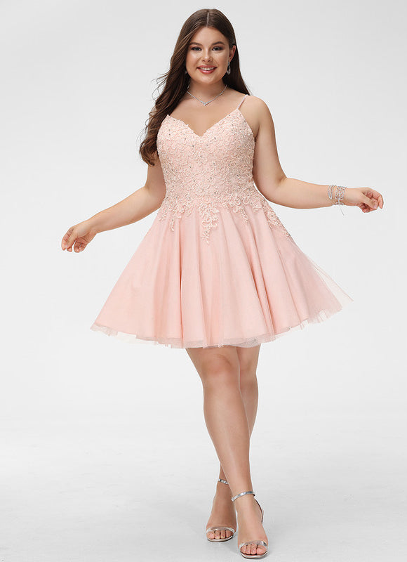 Robe Courte Tulle Rose Ornée - gallery 5