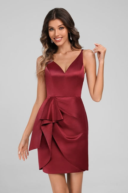 Robe Courte Satin Froncée