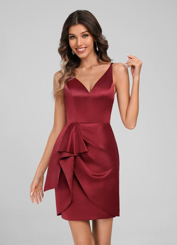 Robe Courte Satin Froncée