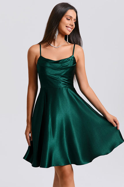 Robe Courte Satin Émeraude - gallery 1