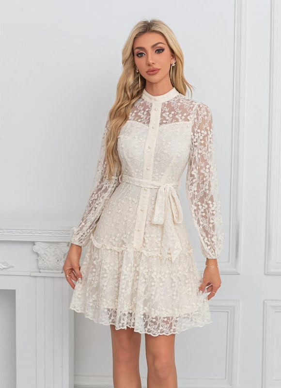 Robe Courte Dentelle Élégante - gallery 4