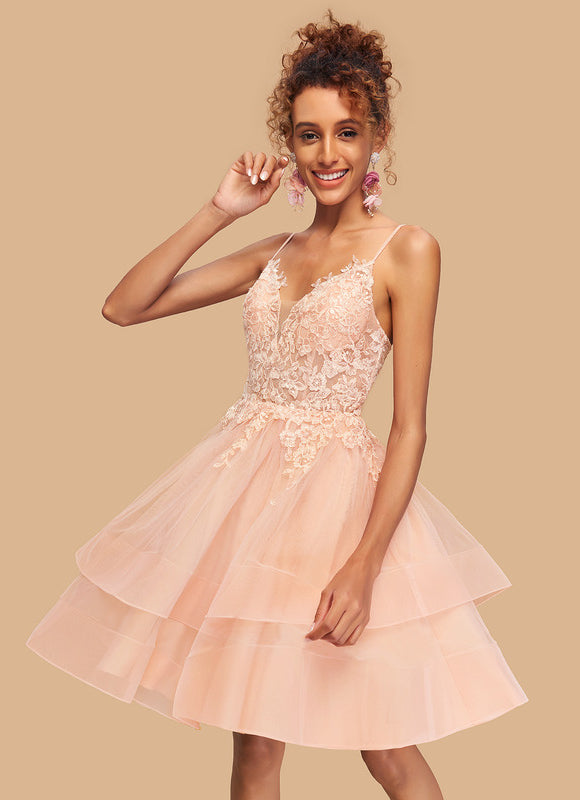 Robe Courte Rose Brodée - gallery 3