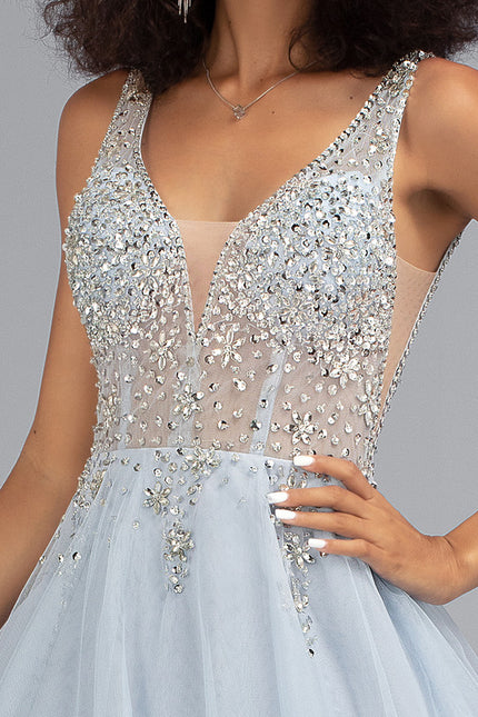 Robe Courte Scintillante Ciel - gallery 1