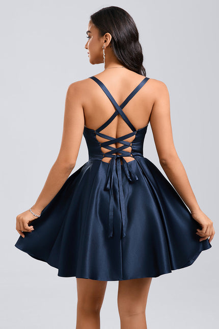 Robe Courte Satinée Évasée - gallery 7