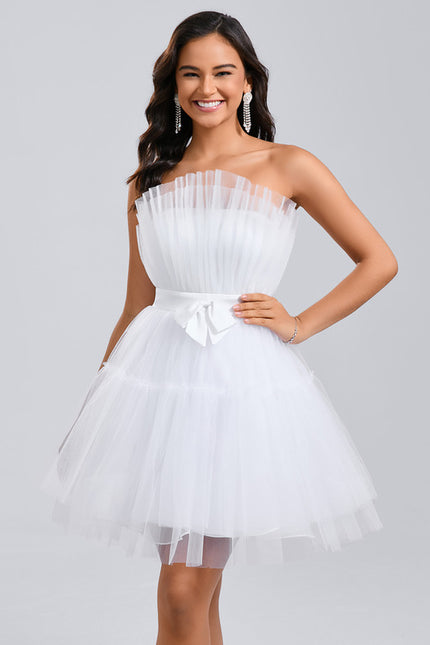 Robe Princesse Courte Blanche - gallery 3