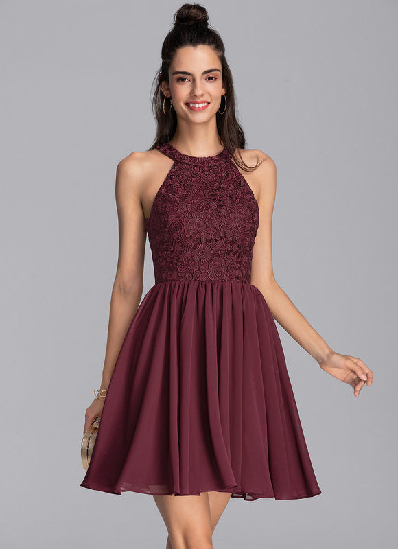 Robe De Soirée Courte Dentelle - gallery 1