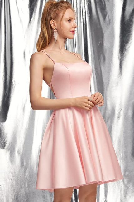 Robe Courte Rose Satinée - gallery 3