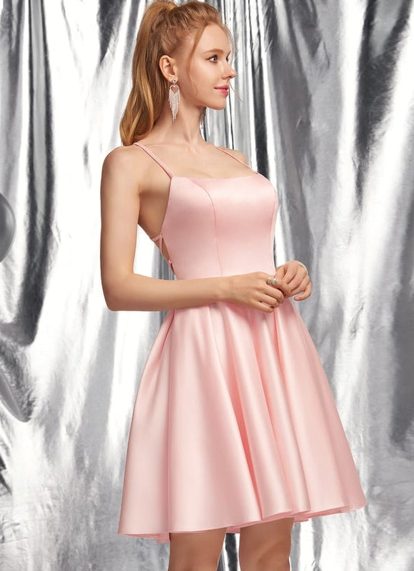 Robe Courte Rose Satinée - gallery 3