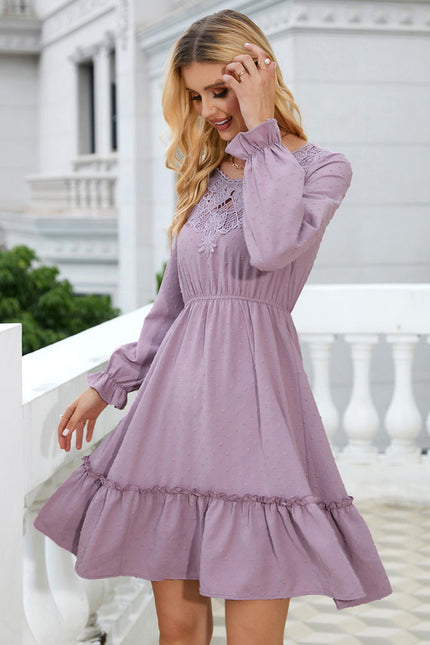 Robe Courte En Dentelle Marine - gallery 2
