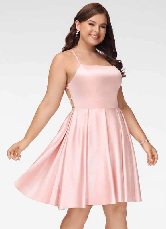 Robe Courte Rose Satinée - gallery 5