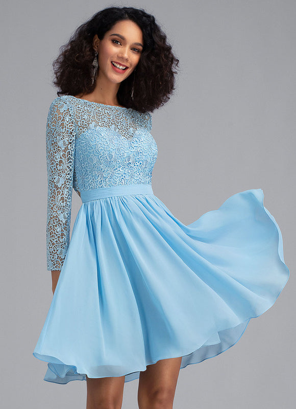 Robe De Soirée Courte Dentelle - gallery 1