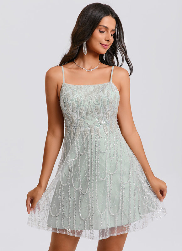Robe Courte Paillettes Femme - gallery 2