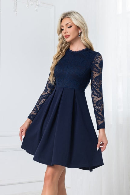 Robe Courte En Dentelle Marine