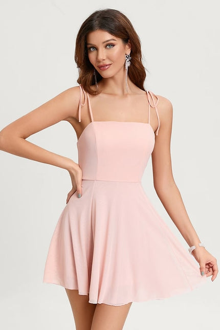 Robe Courte Courte Rose Pâle - gallery 2