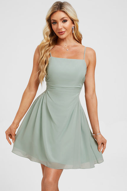 Robe Courte Mousseline Vert Pâle