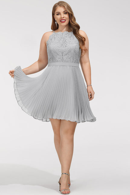 Robe Courte Grise Plissée - gallery 7