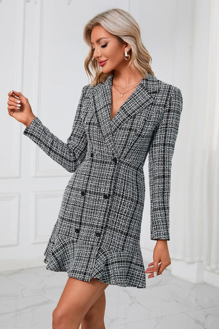 Robe Courte À Carreaux Élégante - gallery 2