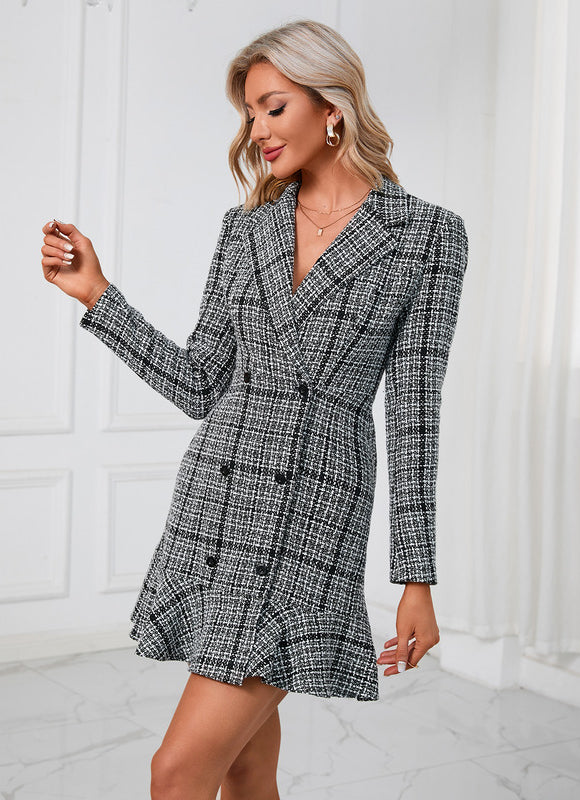 Robe Courte À Carreaux Élégante - gallery 2