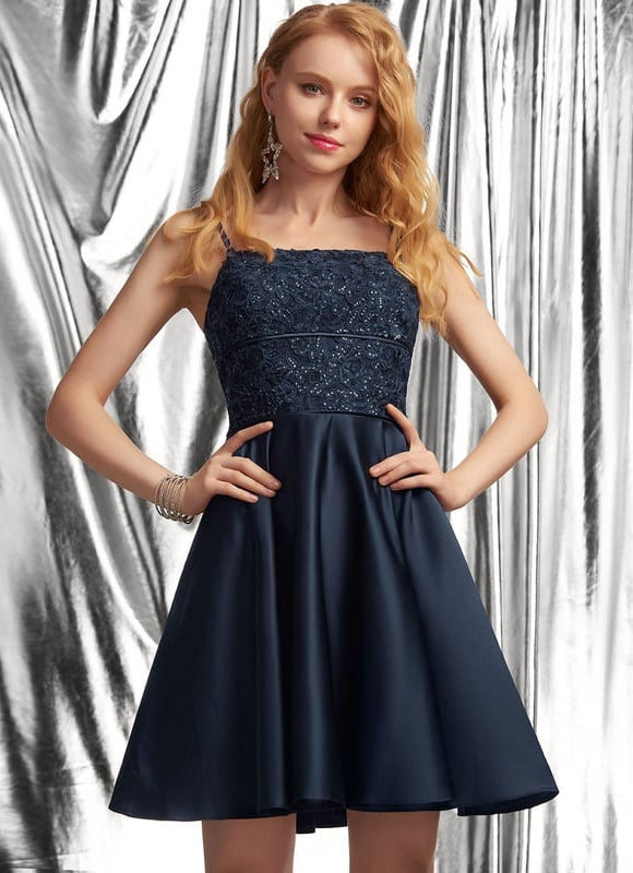 Robe Courte Rose Satinée - gallery 1