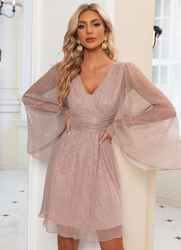 Robe Courte Paillettes Nude - gallery 1