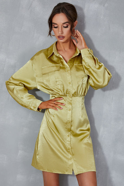 Robe Courte Satinée Verte