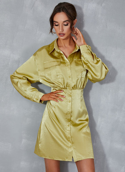 Robe Courte Satinée Verte