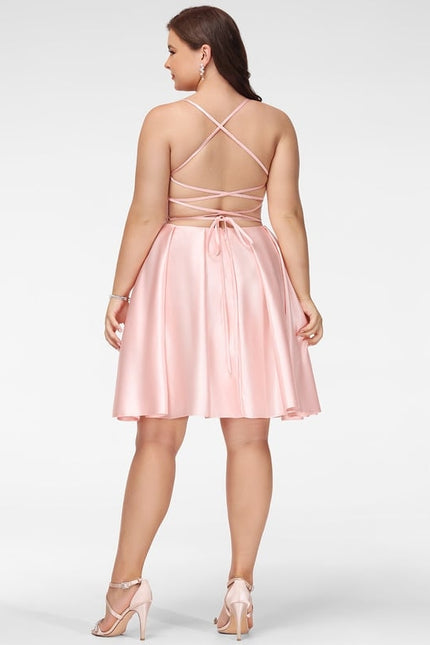 Robe Courte Rose Satinée - gallery 7