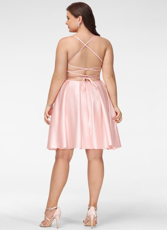 Robe Courte Rose Satinée - gallery 7