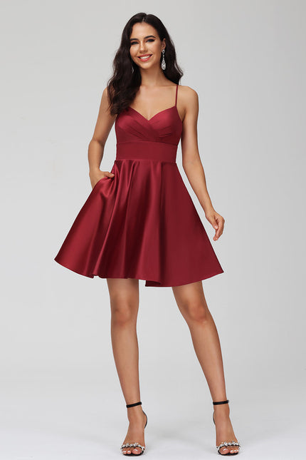 Robe Courte Satinée À Volants - gallery 2