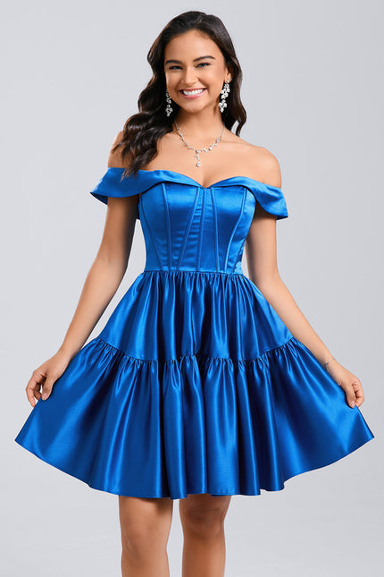 Robe Courte Satin Bordeaux - gallery 1