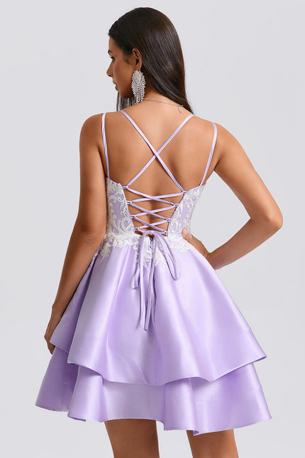 Robe Courte Lilas Élégante - gallery 1