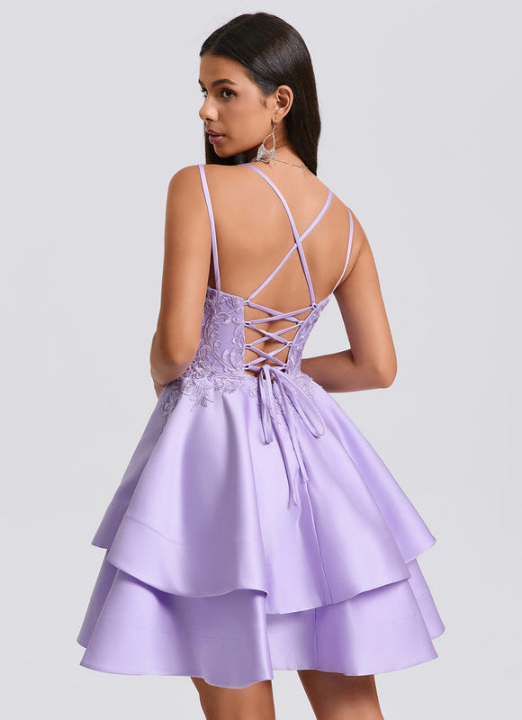 Robe Courte Lilas Élégante - gallery 5