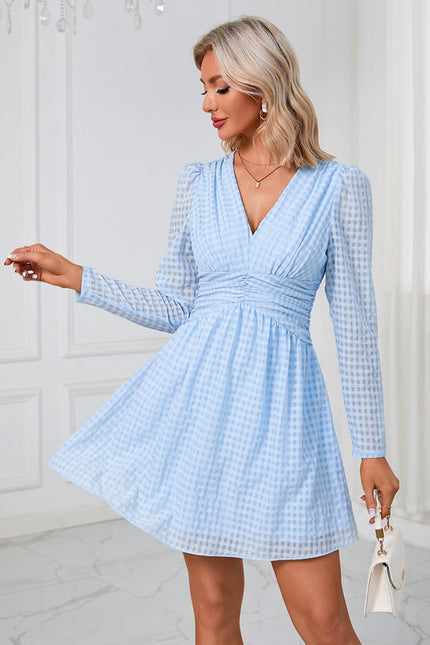 Robe Courte Vichy Bleu Clair - gallery 4