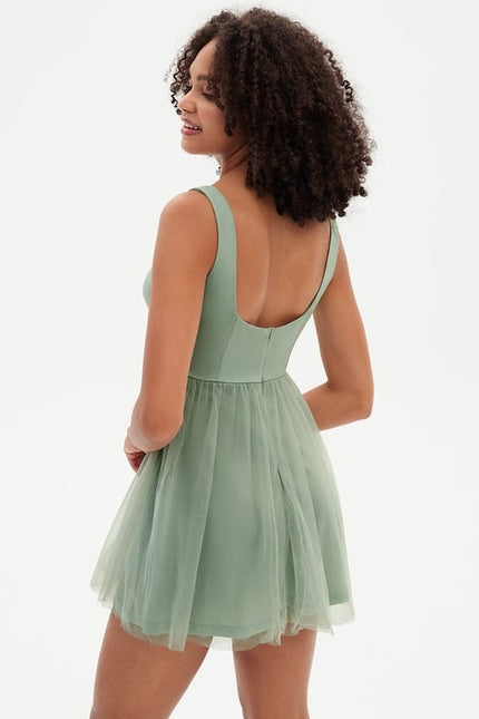 Robe Courte Tulle Émeraude - gallery 1