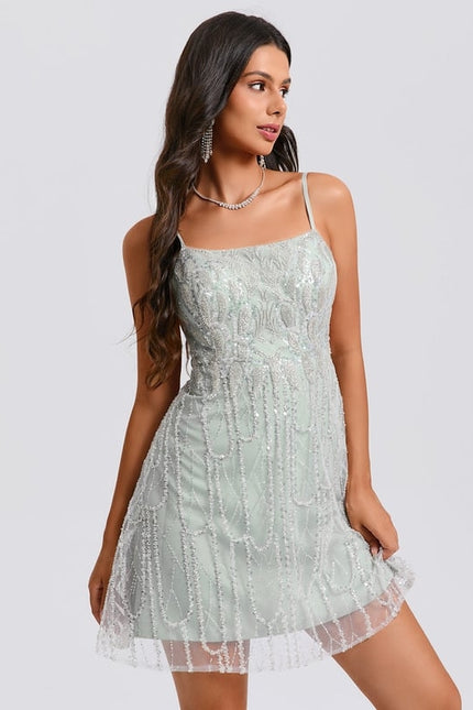 Robe Courte Paillettes Femme - gallery 7