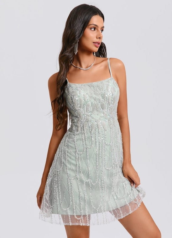 Robe Courte Paillettes Femme - gallery 7