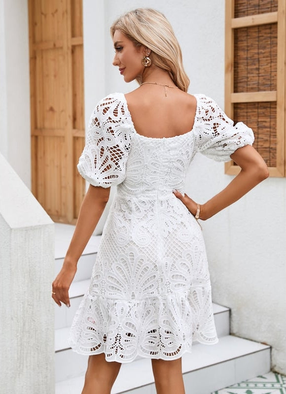 Robe Courte Blanche Brodée - gallery 5